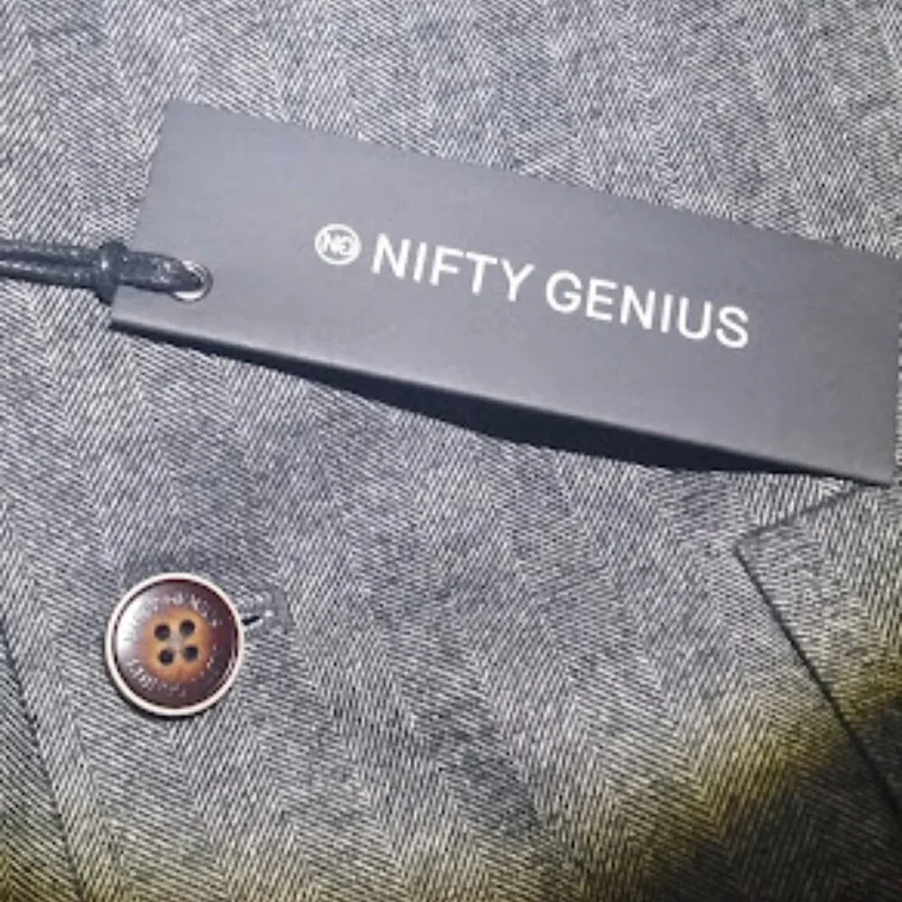 NWT Nifty Genius Jacket Mens Small Grayong Sleeve Kurt Notched Lapel Blazer